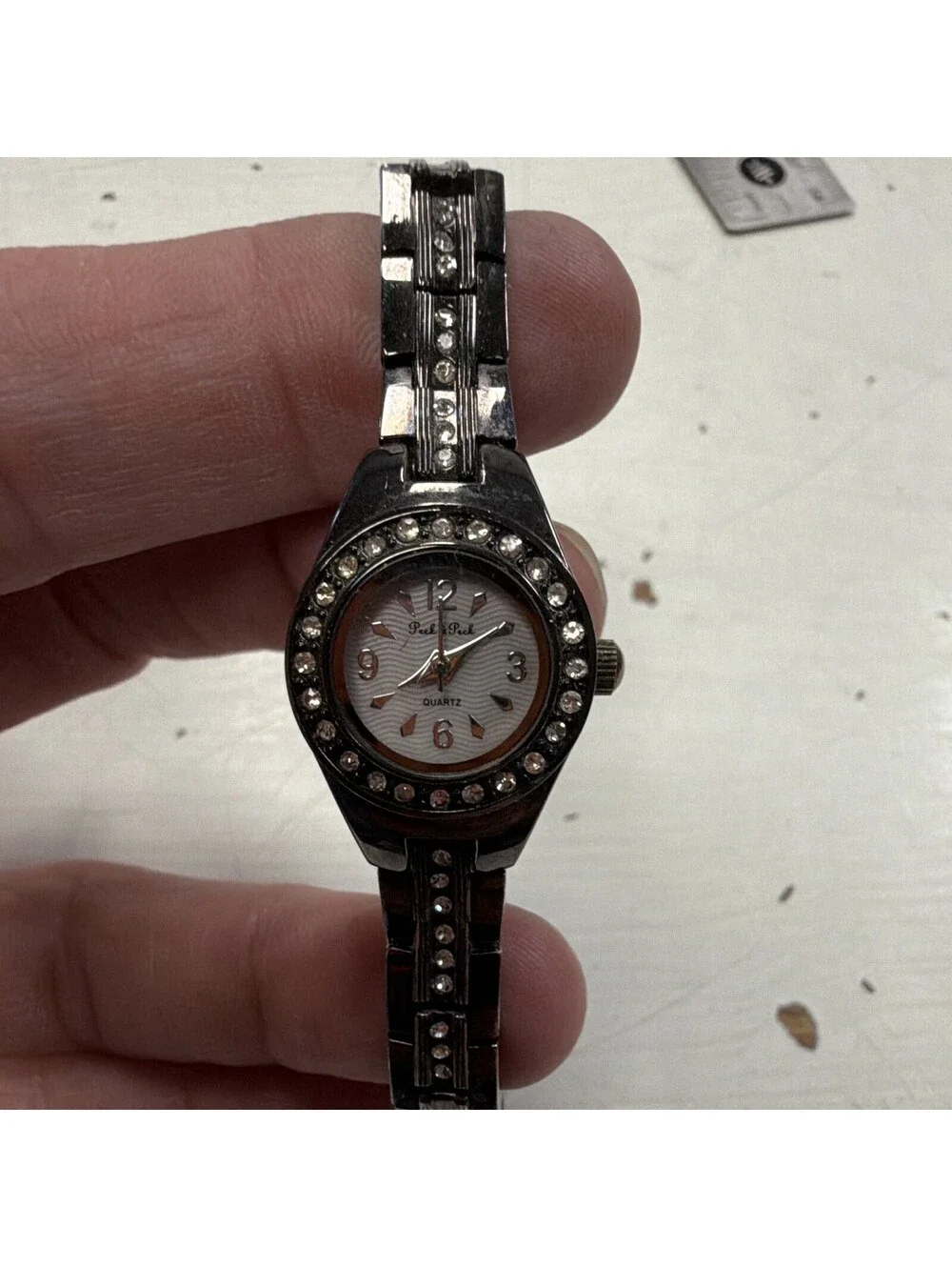 Peck & Peck PCP617 Crystal Rhinestone Black Quartz Watch PC21 Japan Movement